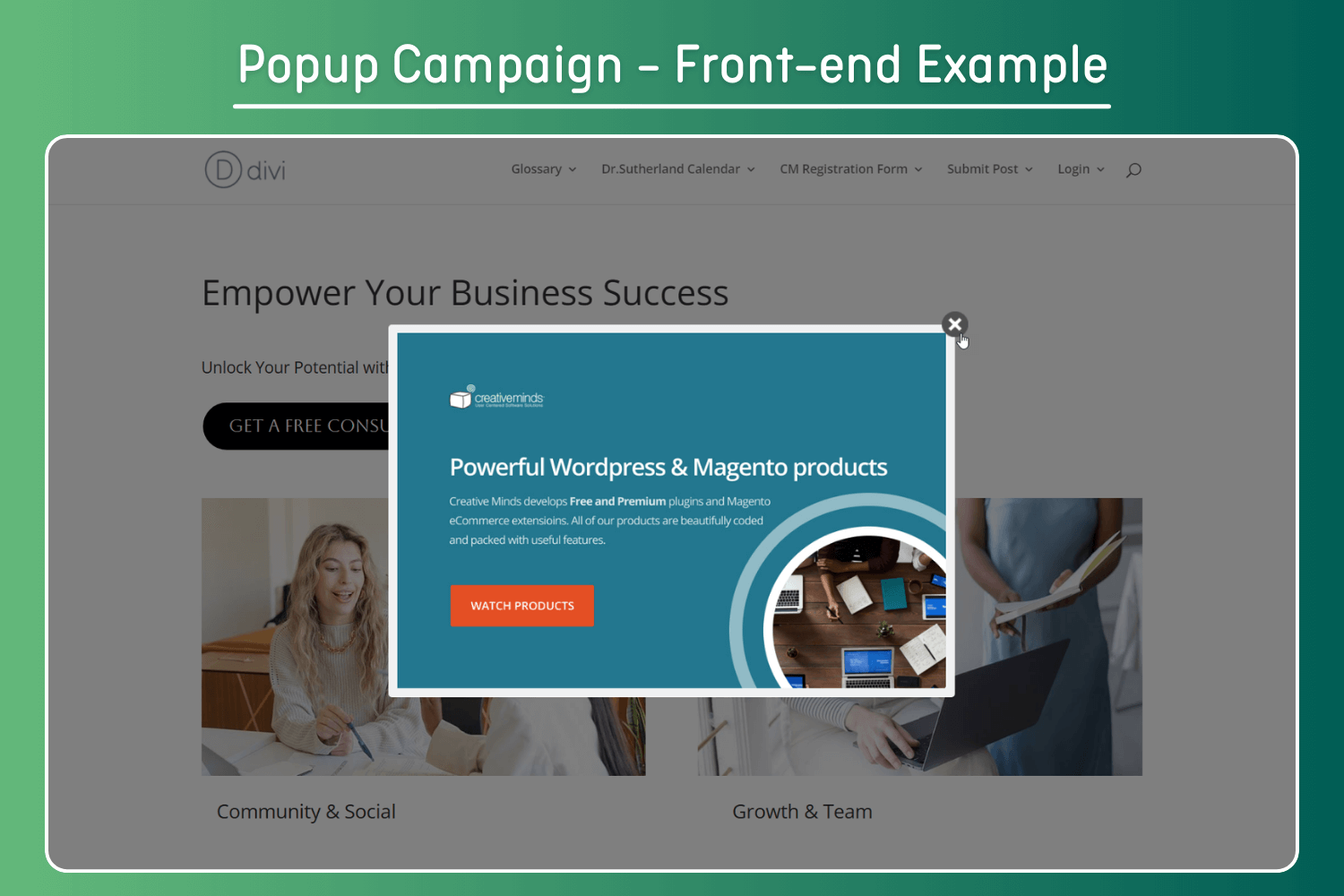 Popup Campaign - Front-end Example
