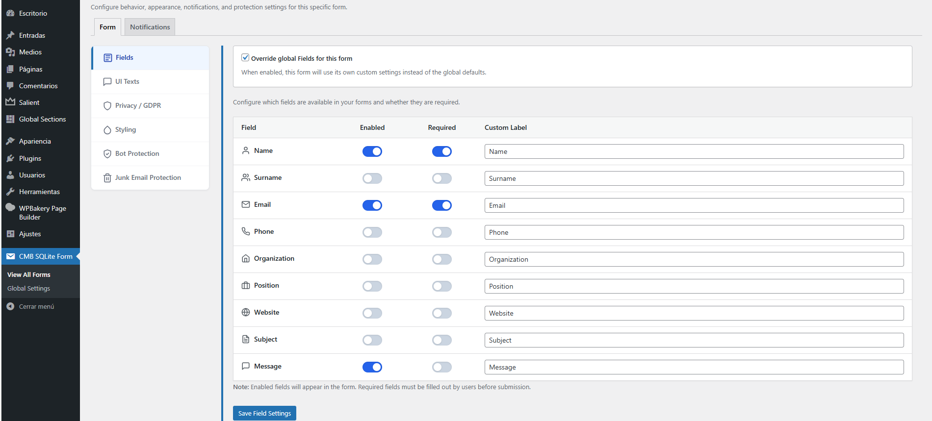 **Global Settings** - Configuring defaults for the entire site.