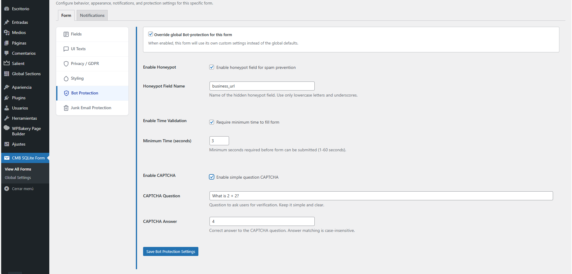 **Form Overrides** - Customizing specific settings for a single form.