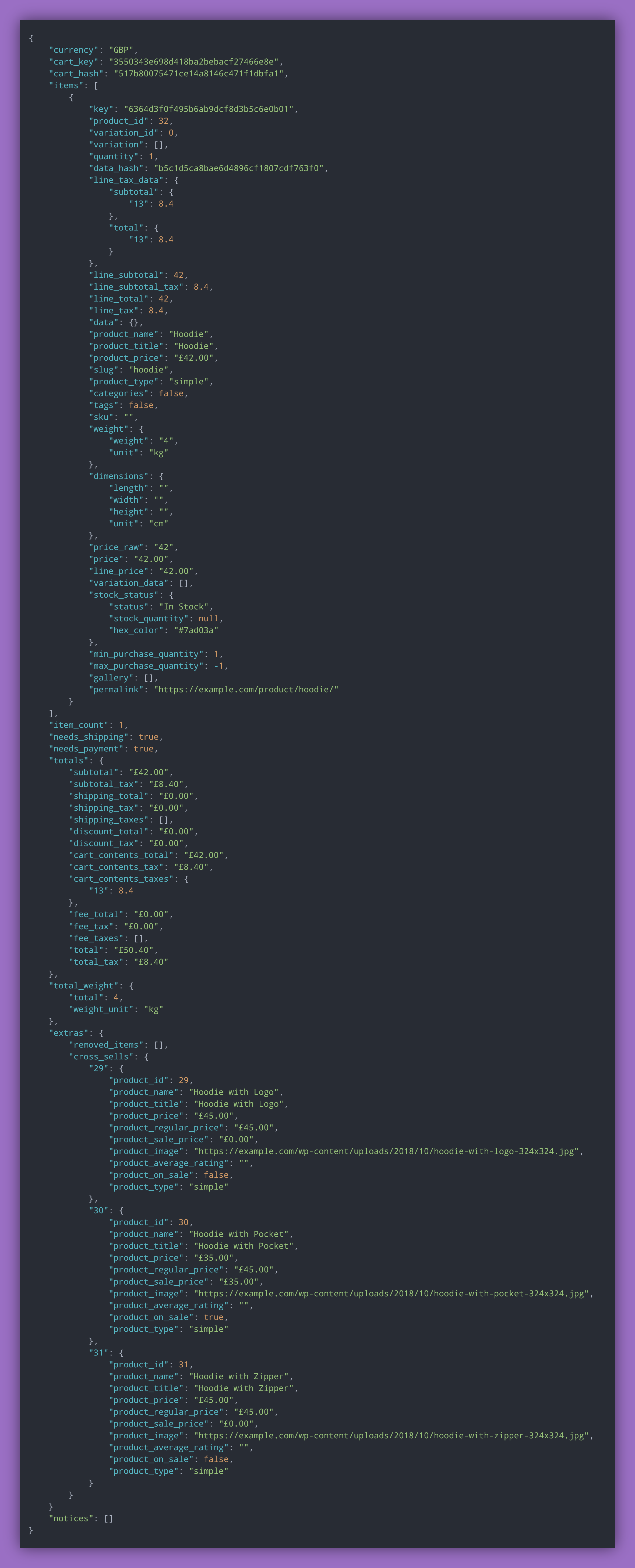Cart with Item "Enhanced On" (API v1)