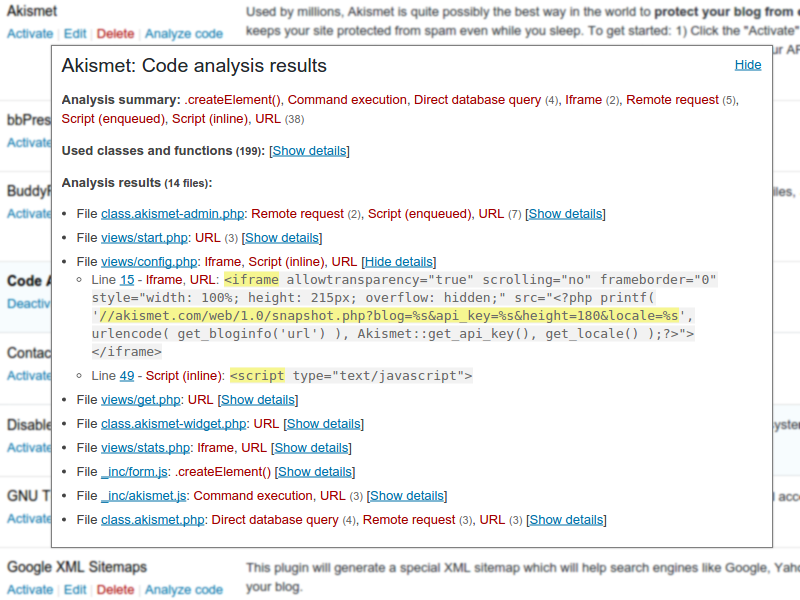 Example code analysis: Akismet
