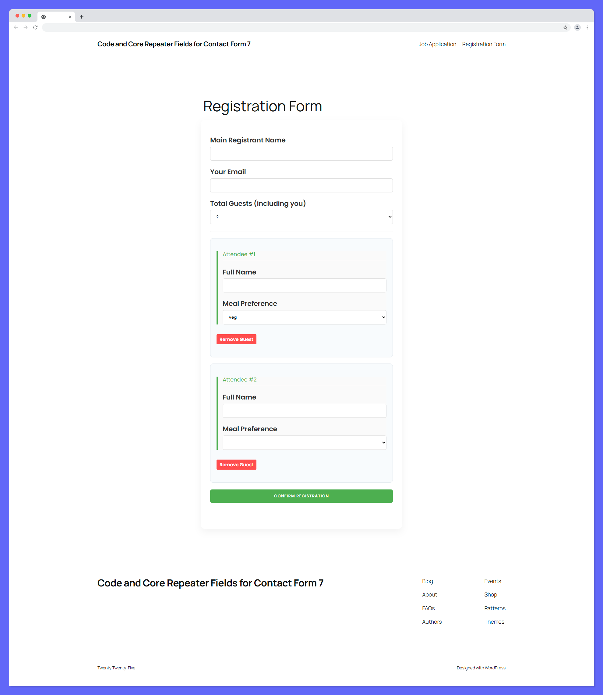 **Frontend: Auto-Trigger Mode:** A dynamic form where rows automatically appear or disappear based on a quantity dropdown selection.