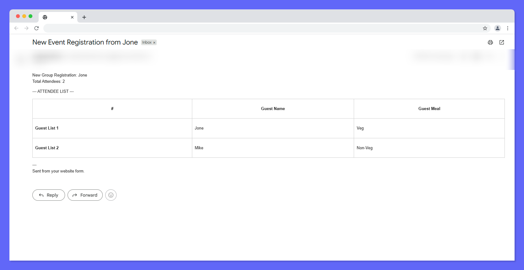 **Email Output: Table Format:** A professional mockup showing repeater data delivered in a perfectly structured HTML table.