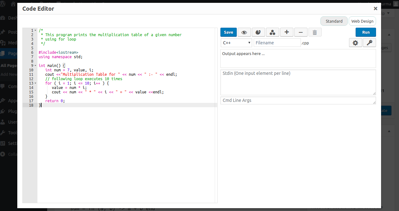 /assets/screenshot-1.png - Editor to write, save and execute code.