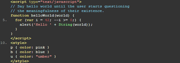 Different Code Highlighted