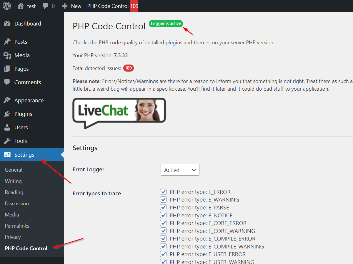 Plugin main page