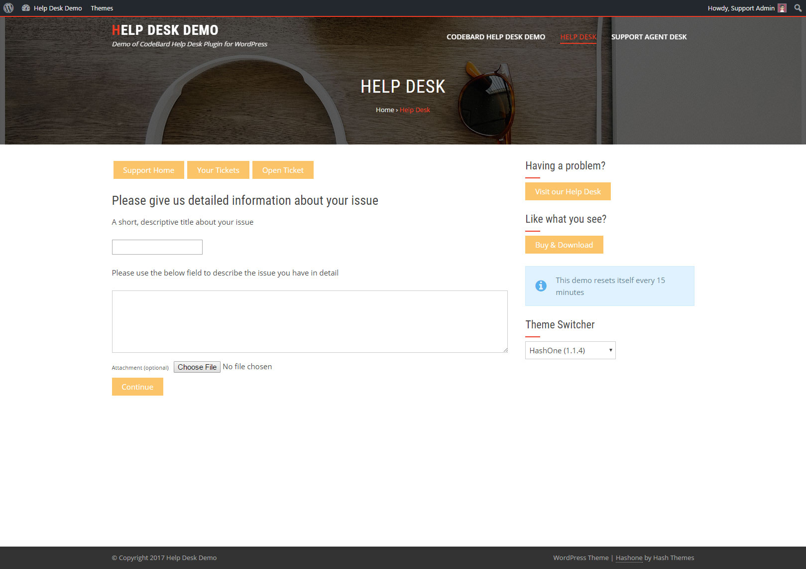 Ticket creation by User on Front End