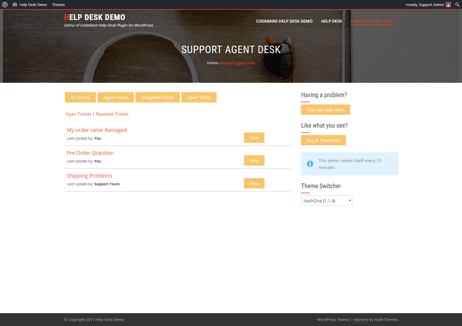 Admin Ticket Listing