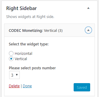 **Customize** — pick the widget to your liking.