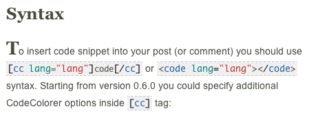 Inline code syntax highlighting.