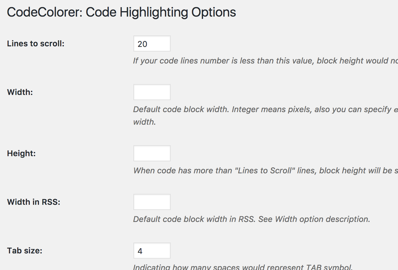 Settings page.