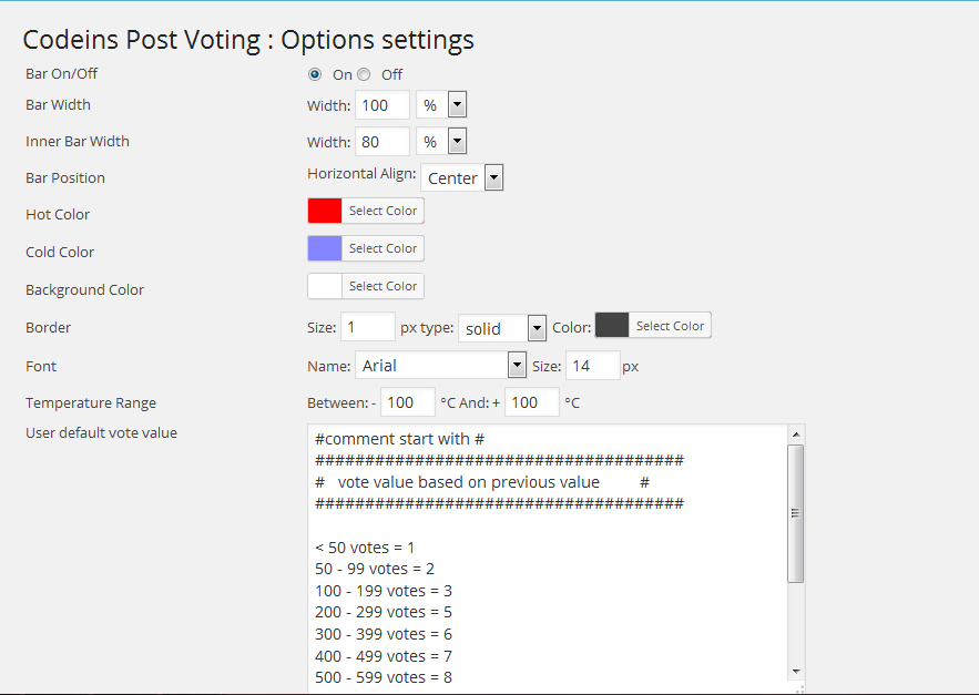 General setting admin page.