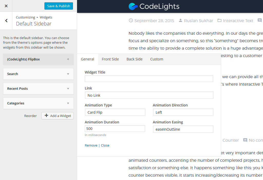 Editing sidebar widget from customizer
