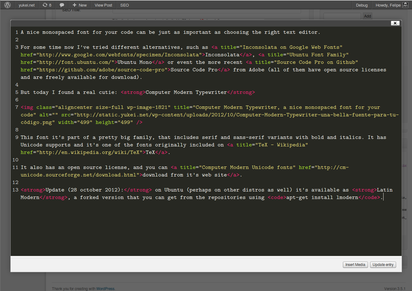 The editor opens on a big and wide dialog, so you can focus on your code
