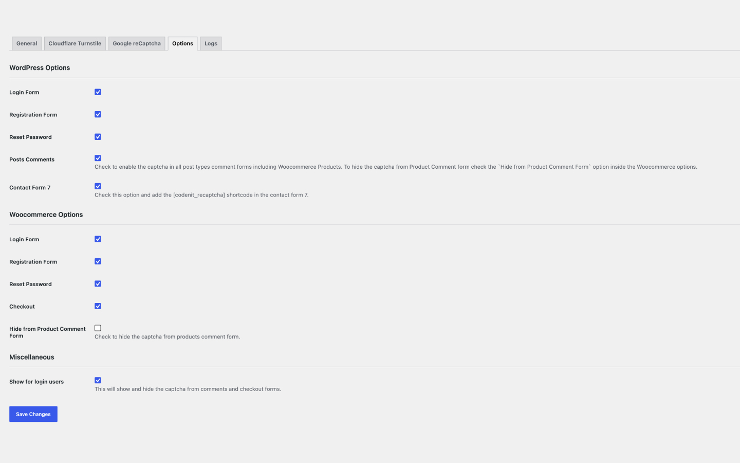 CAPTCHA protection options for WordPress and WooCommerce forms.