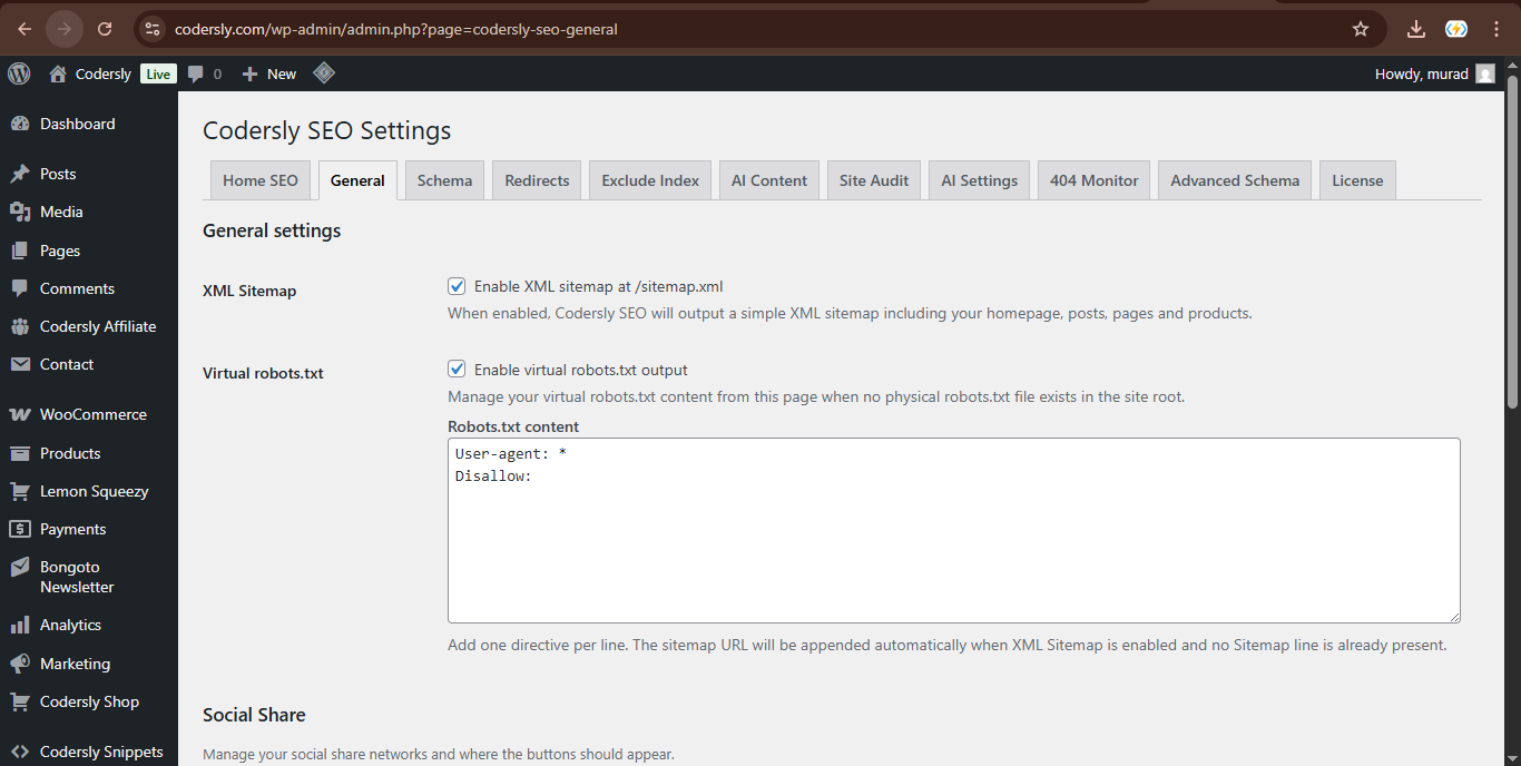 SEO meta box in the post editor with SEO title and meta description controls.