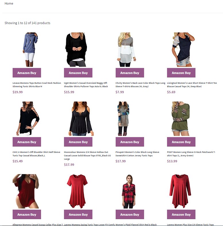 Front end display products as four columns view showing products results count including Sidebar added widget showing product all categories, shown as sample in image screenshot-15.png