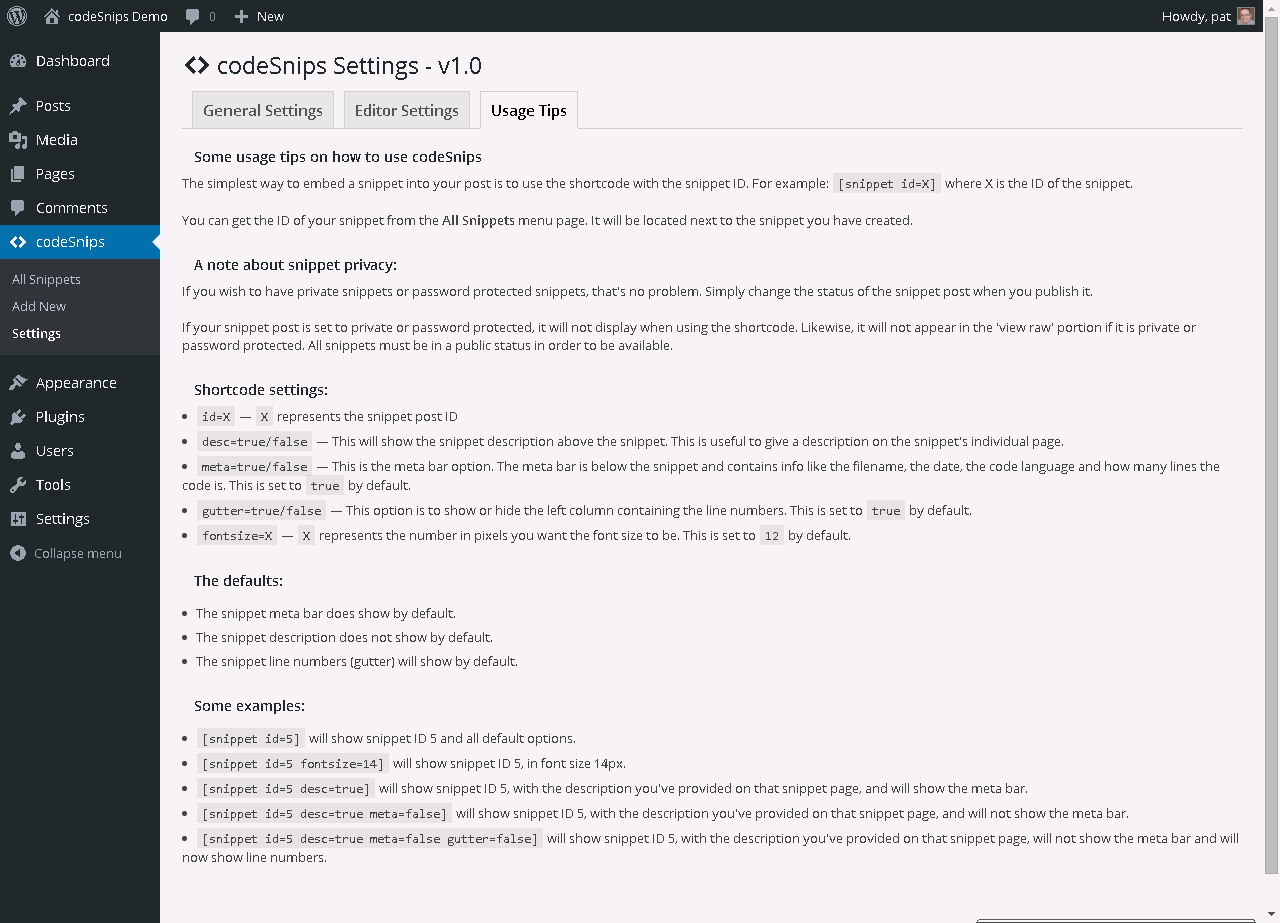 Usage tips to help out.