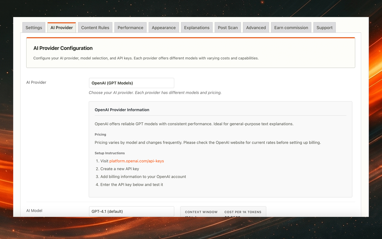 Content Rules tab for setting selection length limits and blocked words