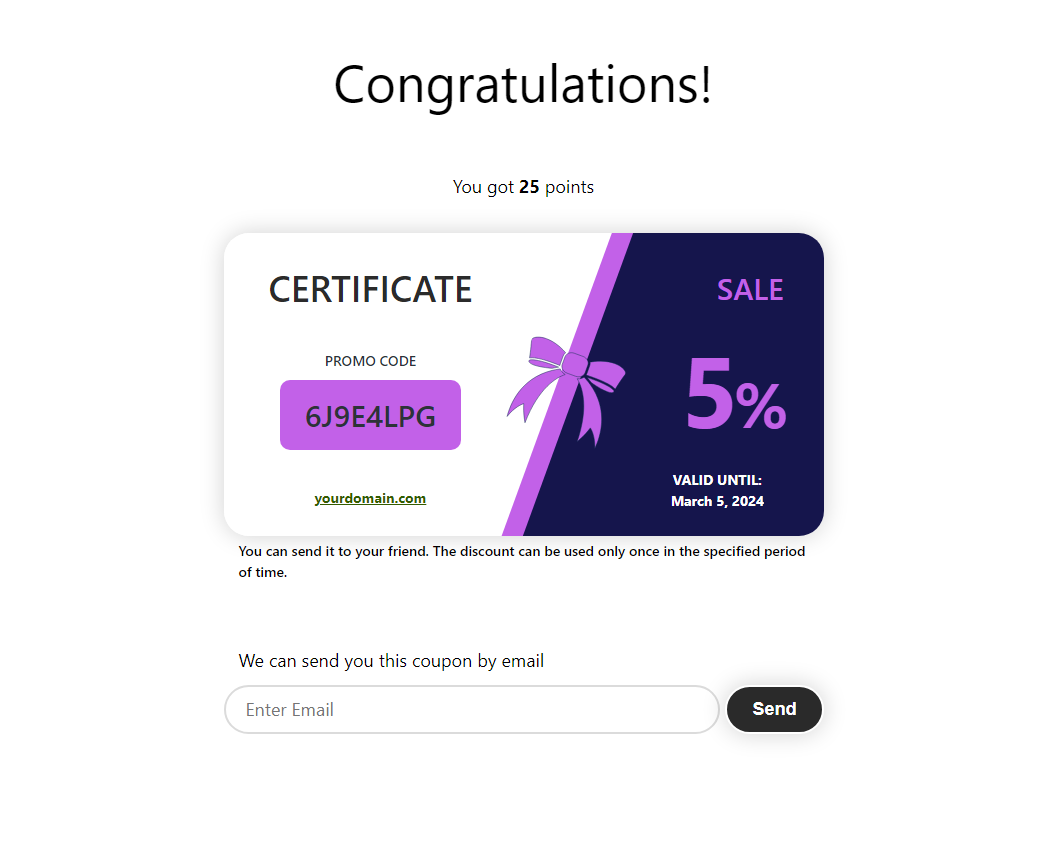 Successful result page