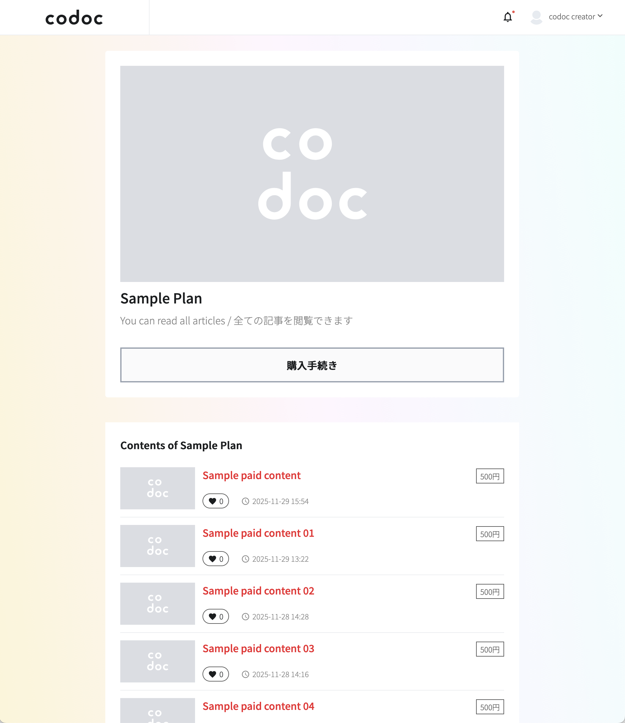 Unlocked content after successful purchase