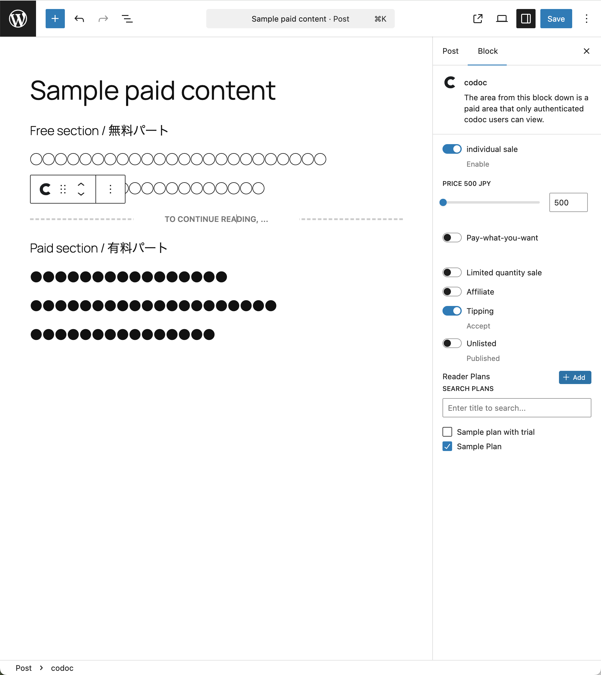 Classic editor is also supported.