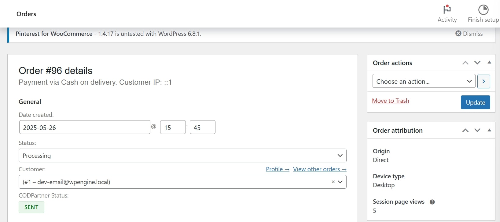 Order Details Page