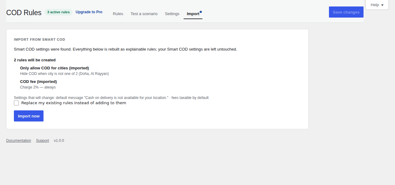One-click import from Smart COD.
