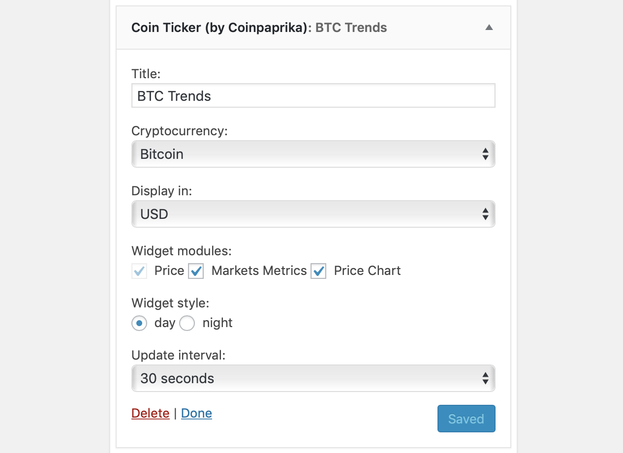 Widget configuration