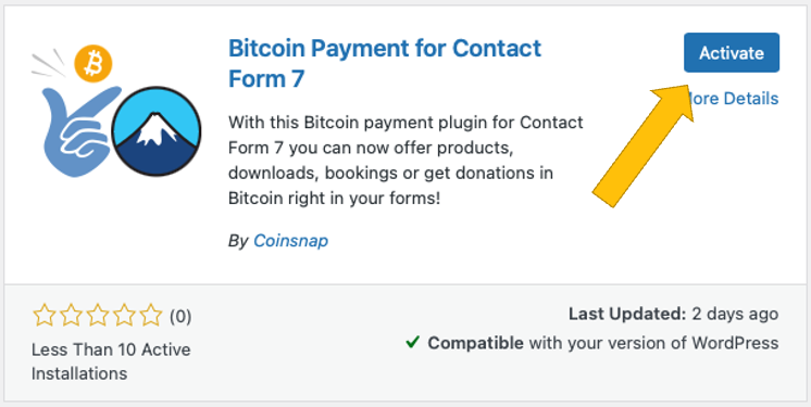 Activate Coinsnap for Contact Form 7