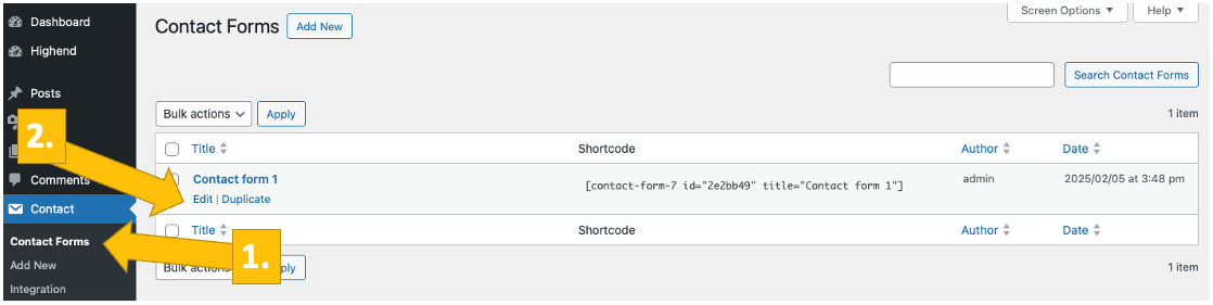 Configure Coinsnap for Contact Form 7