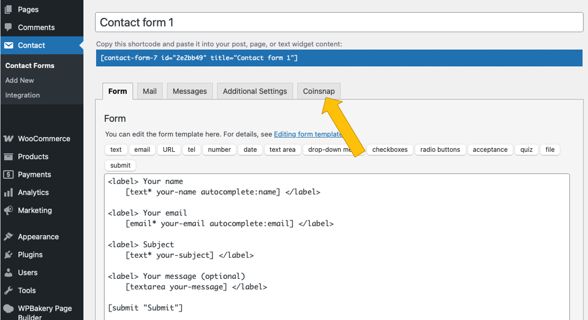 Plugin settings / Coinsnap page