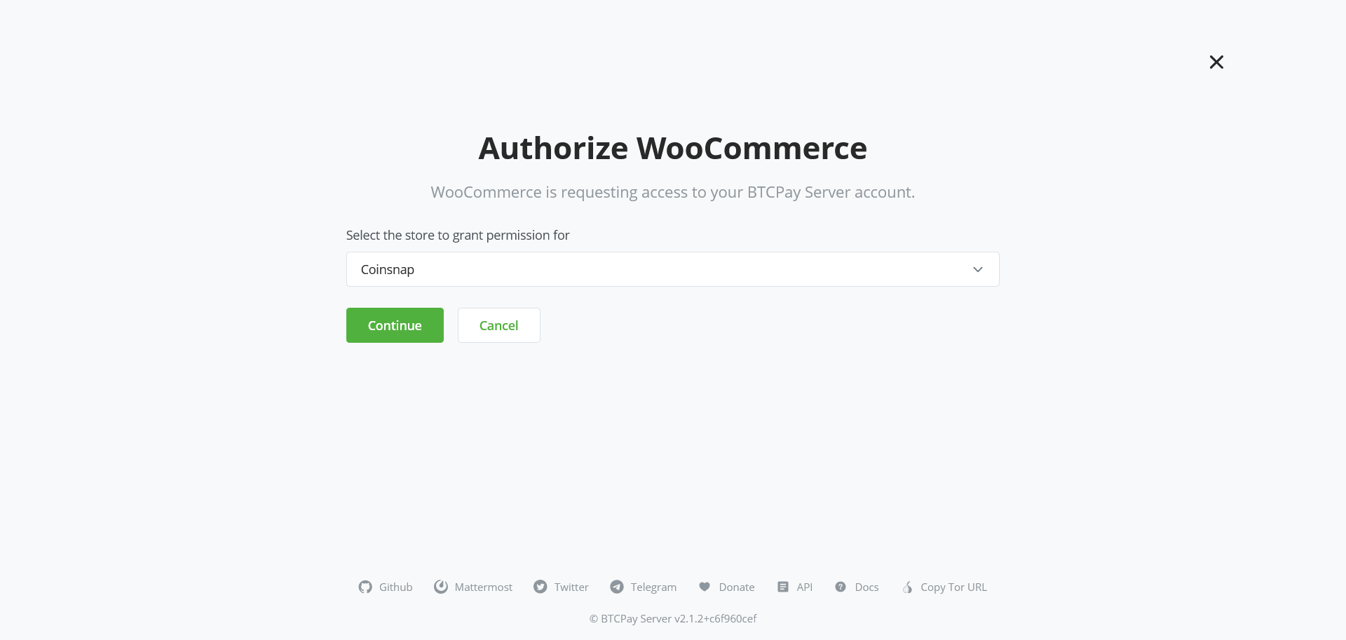 Coinsnap payment settings