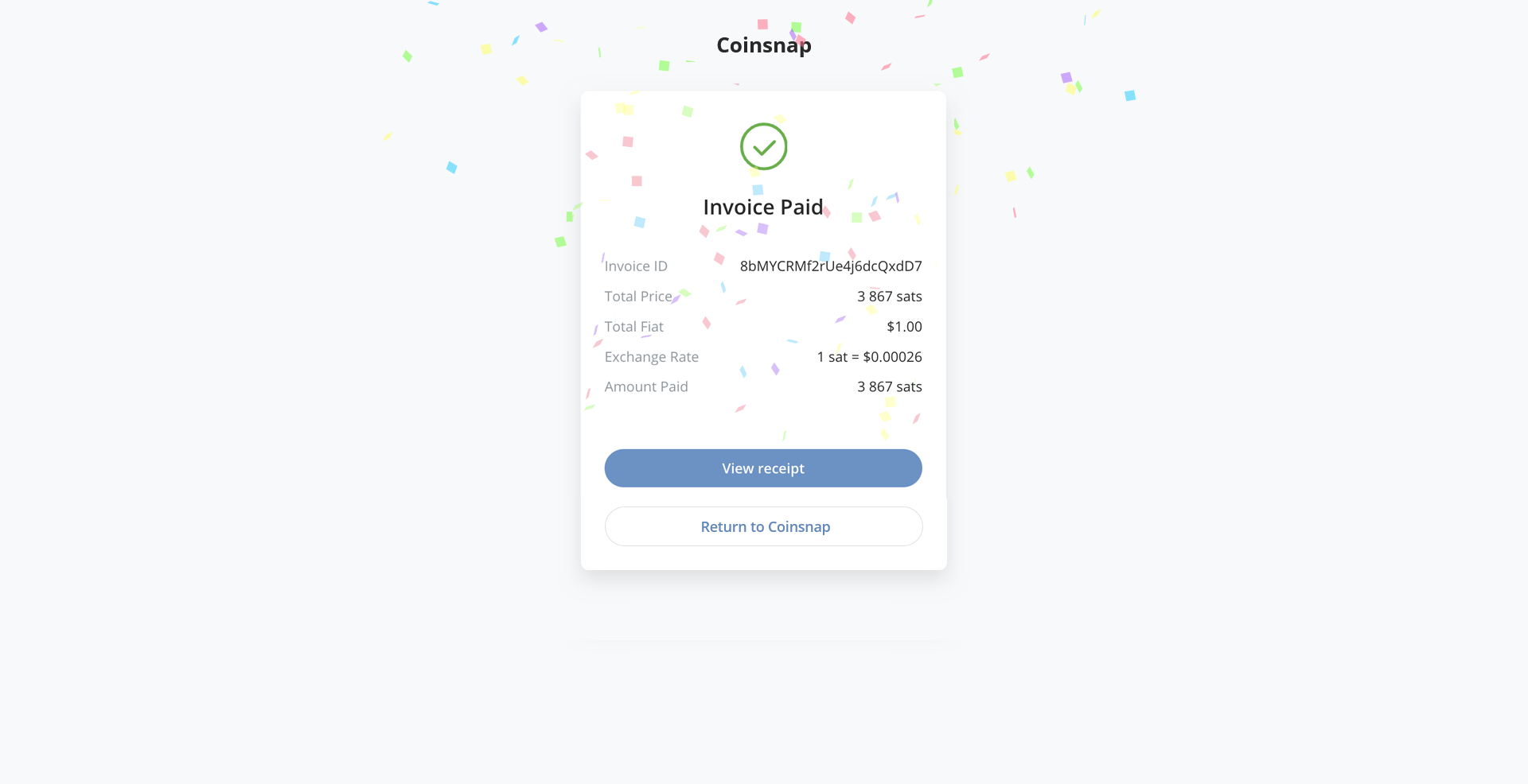 Coinsnap gateway settings