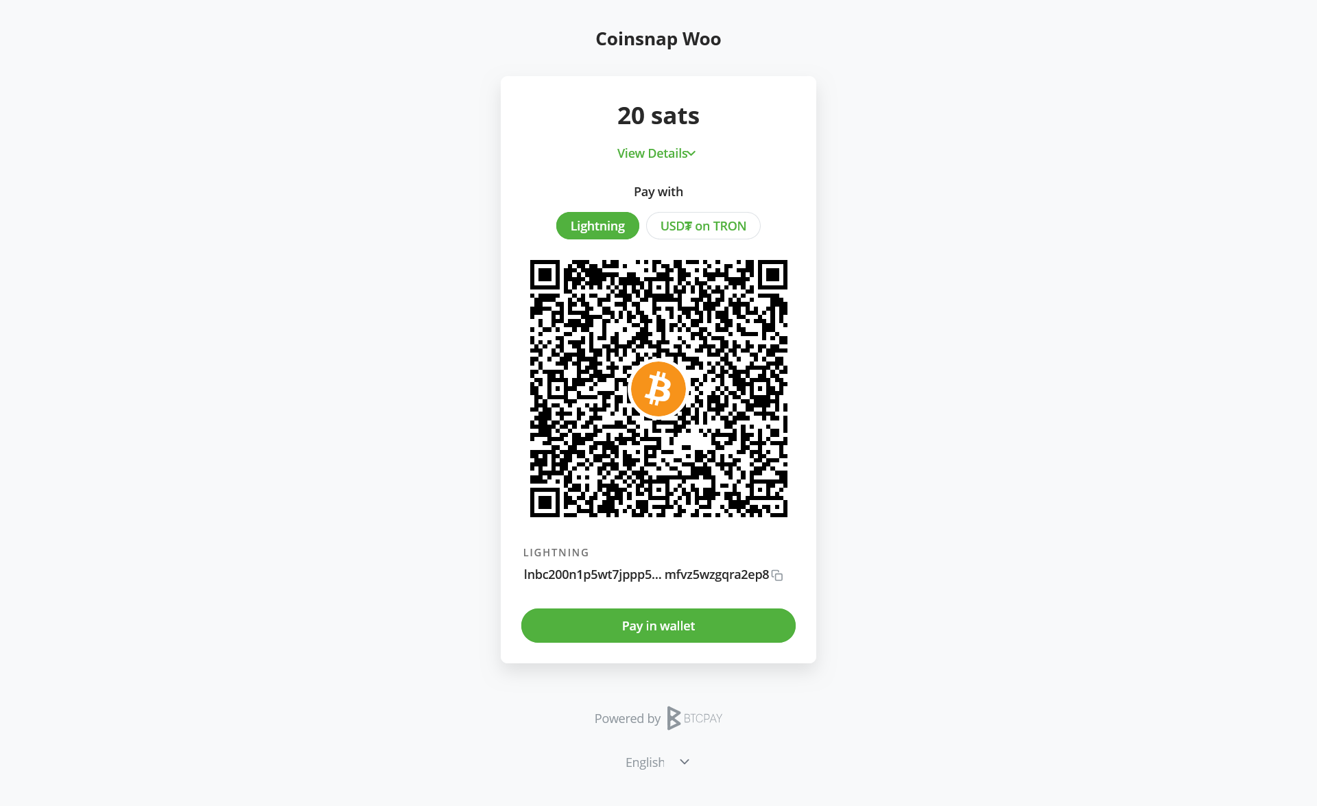 BTCPay gateway settings