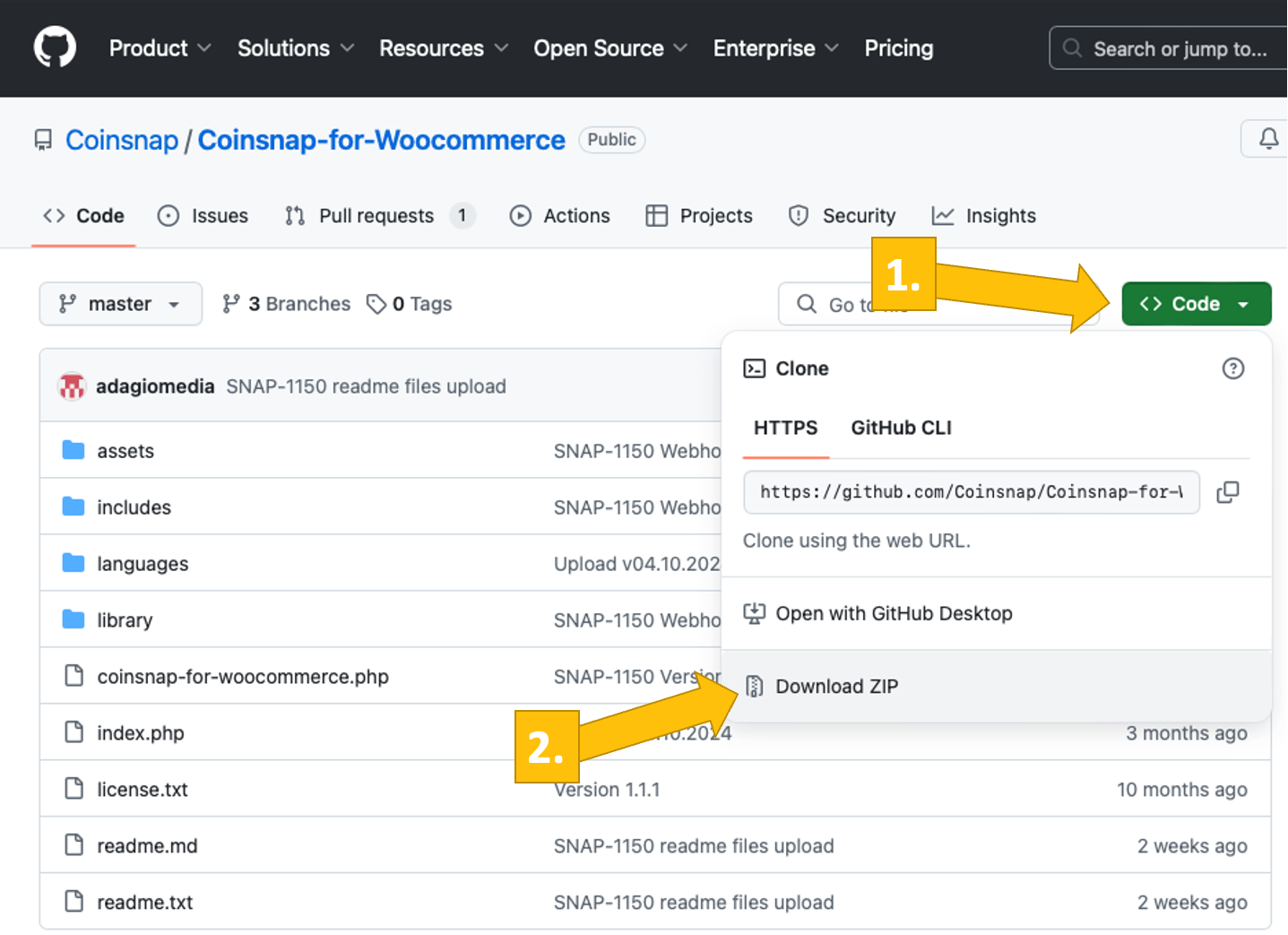Now you need to fill the fields „Coinsnap Store ID“ and „Coinsnap API Key“