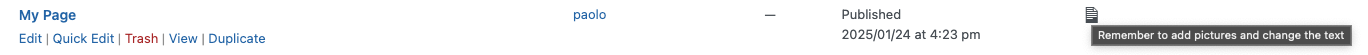 **Post list view**: See an icon for posts with notes directly in the admin list.