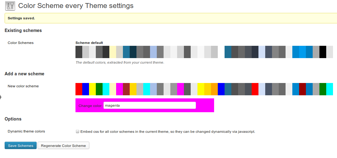 Edit color schemes directly on the settings page