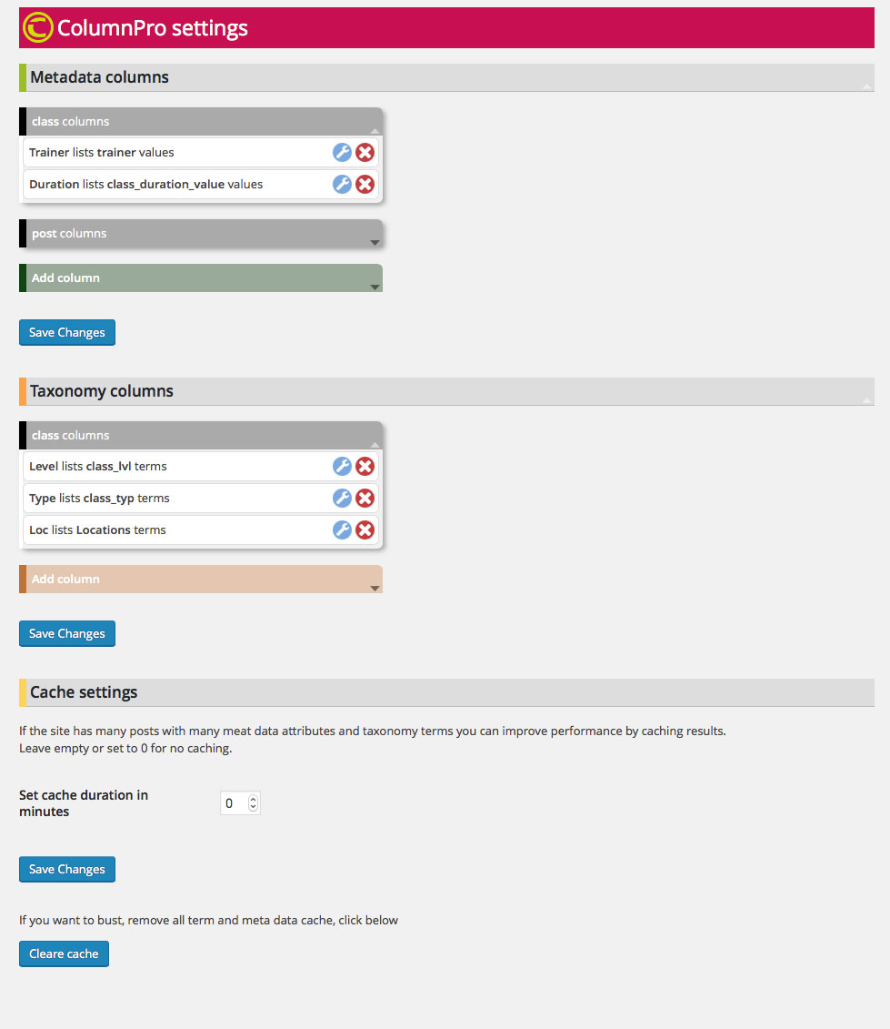 Admin setting page.