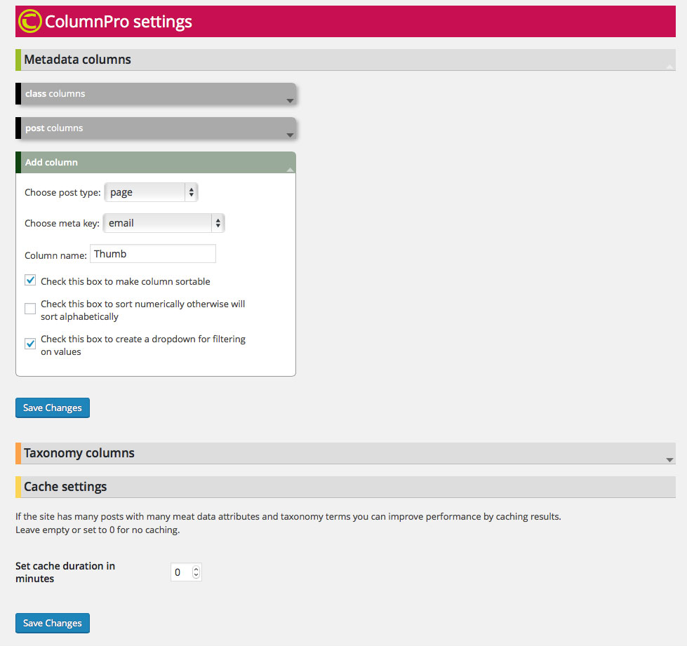 Set columns for any post type.