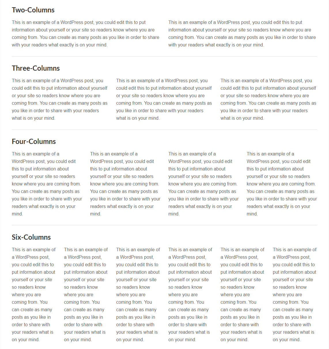 Examples of Columns