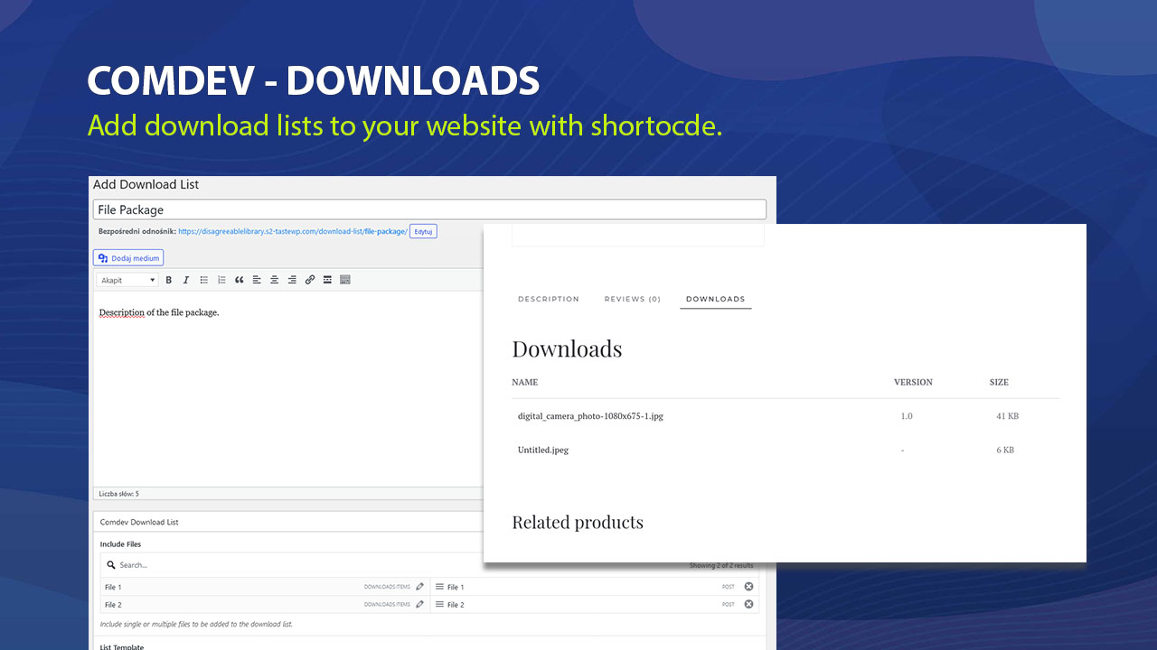 Easily add download lists to your website with shortocde inserted into Gutenberg block