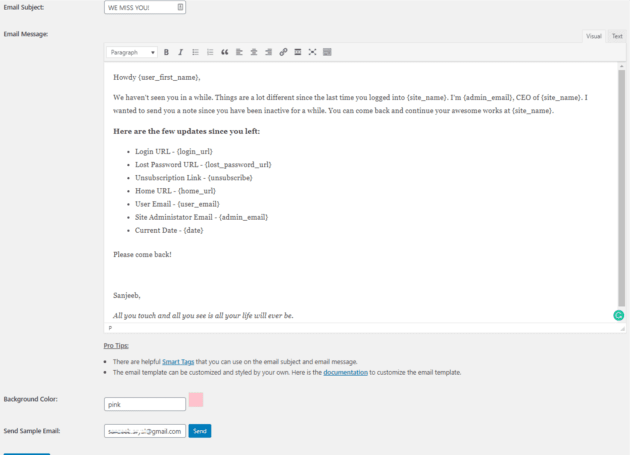 Settings Page