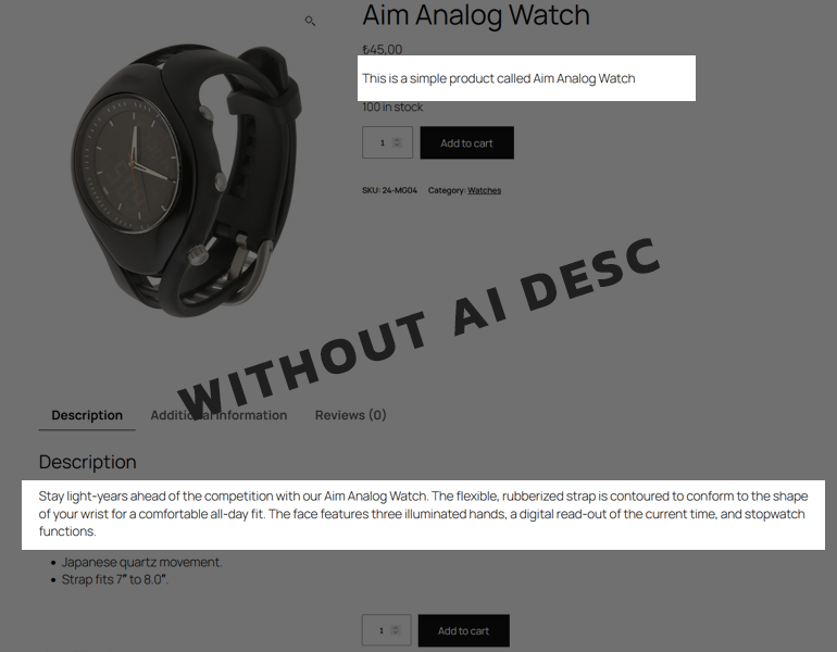 Single product without AI desc