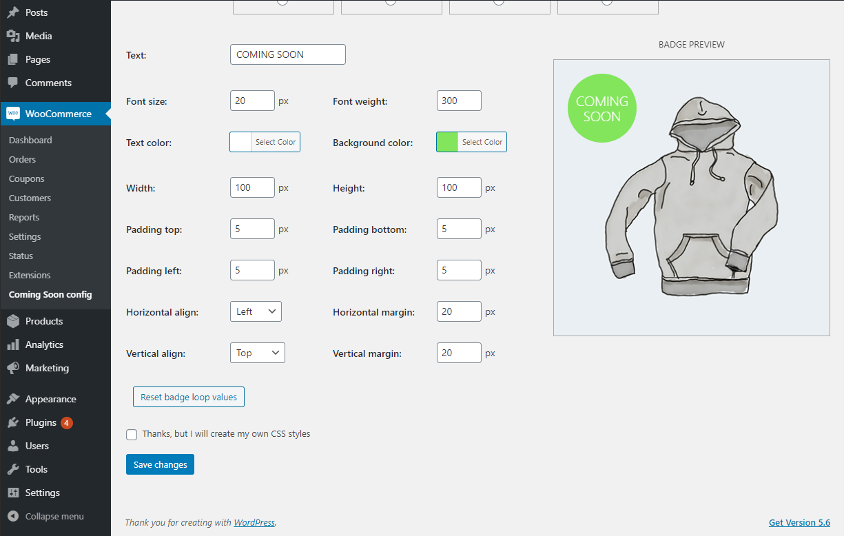 The badge styles configurator: friendly and with preview