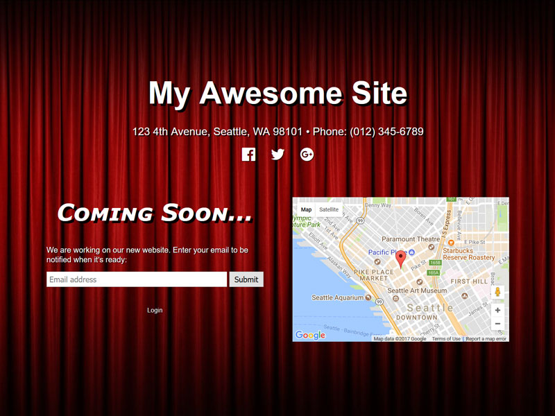 Example of a coming soon page created using this plugin