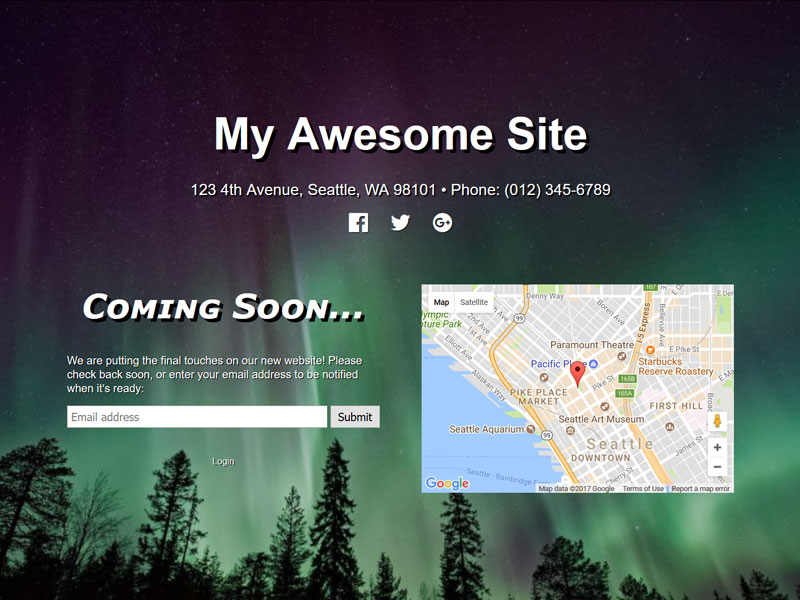 Another coming soon page example