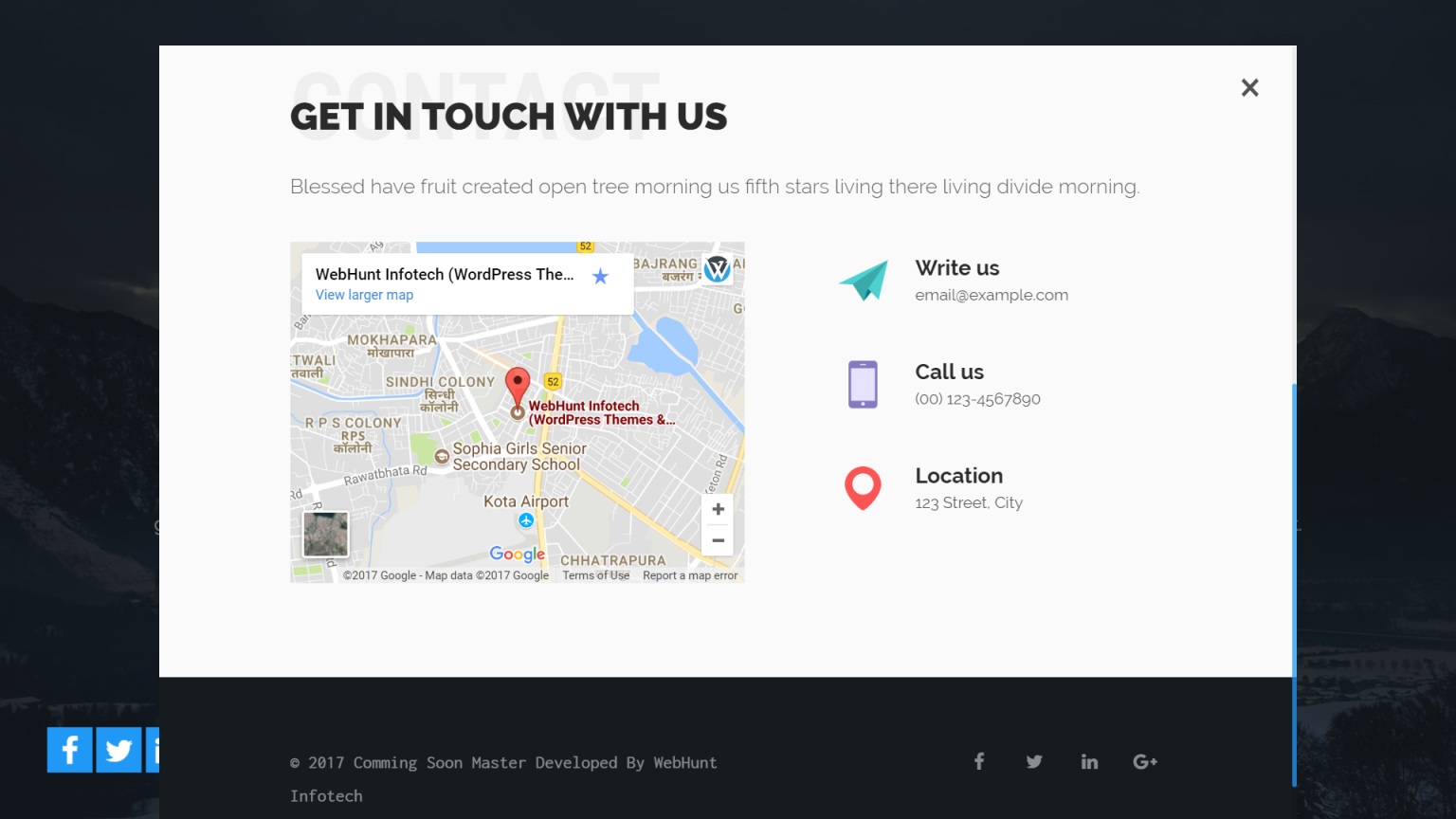 Coming Soon Page With Contact Us Section