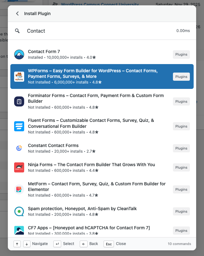 Install Plugins – search and install plugins
