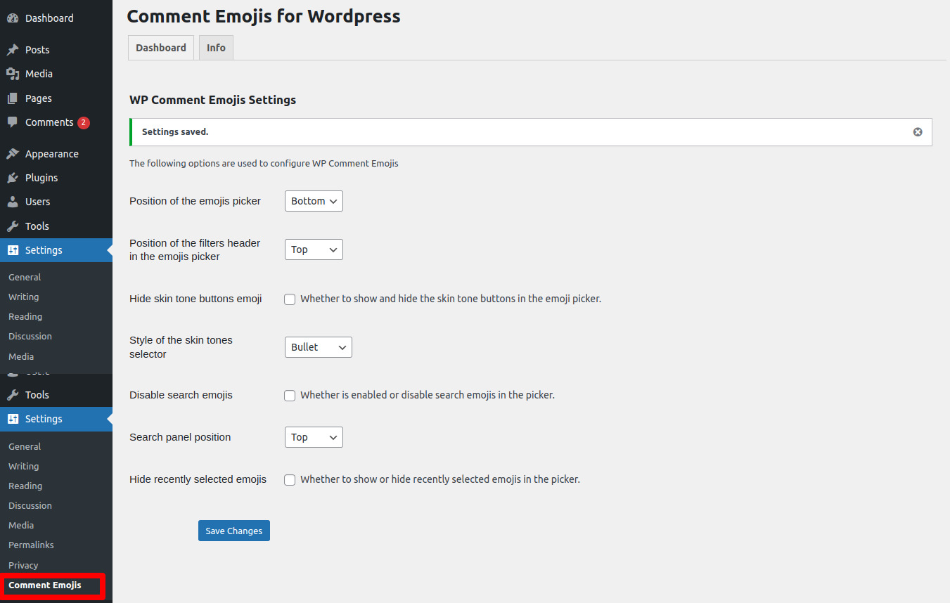 Plugin settings page (screenshot-6.jpg).